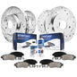 Detroit Axle - Brake Kit for 2004 Cadillac Seville Front & Rear Drilled and Slotted Disc Brake Rotors Replacement Ceramic Brakes