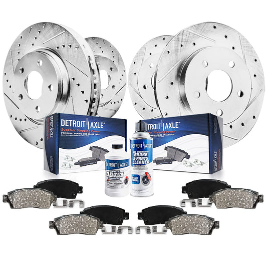 Detroit Axle - Brake Kit for 2000 2001 Lexus ES300 Toyota Camry [V6 Japan Built Models], Drilled Slotted Disc Brake Rotors Ceram
