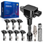 KAX Set of 8 Ignition Coil Pack & Iridium Spark Plugs w/Magnetic Socket for Nissan TITAN 2008-2015, Armada 2007-2015, INF QX56 2