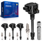 KAX OEM Performance Set of 4 Ignition Coil Pack & Iridium Spark Plugs w/Magnetic Socket Compatible with Honda Civic 2016-2020 2.