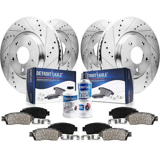 Detroit Axle - Brake Kit for 03-05 Infiniti FX35 FX45 03-11 Nissan Murano Drilled Slotted Disc Brake Rotors Ceramic Brakes Pads