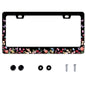 Butterfly Flower License Plate Frame Forest Flower Stainless Steel License Plate Frame Auto Parts Decoration with Screws License